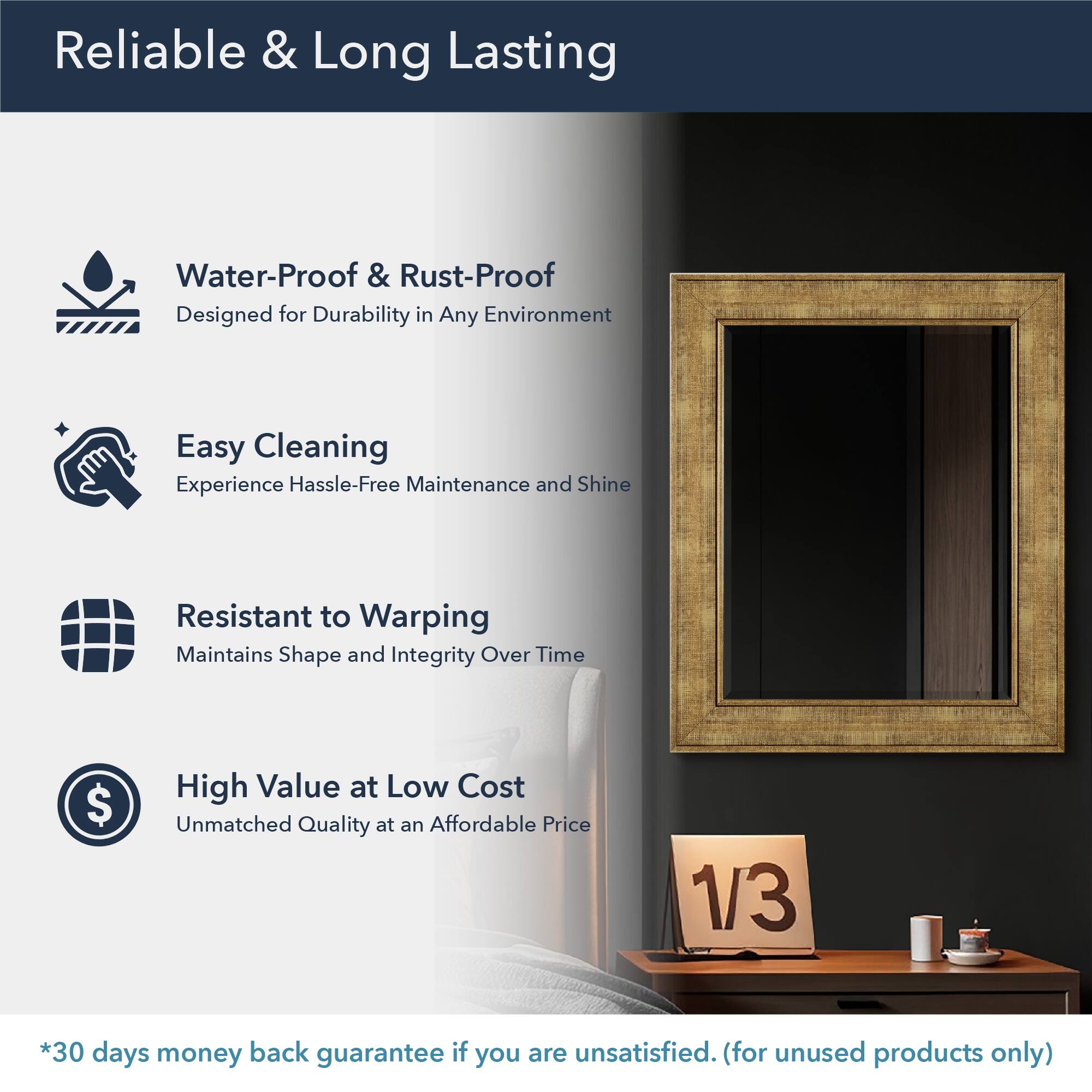 Head West Antique Gold Rectangular Framed Wall Vanity Mirror - 35" x 29"